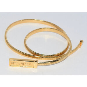 Signature ST. JOHN Knit Gold Tone Metal Stretch Skinny Waist Belt 25"